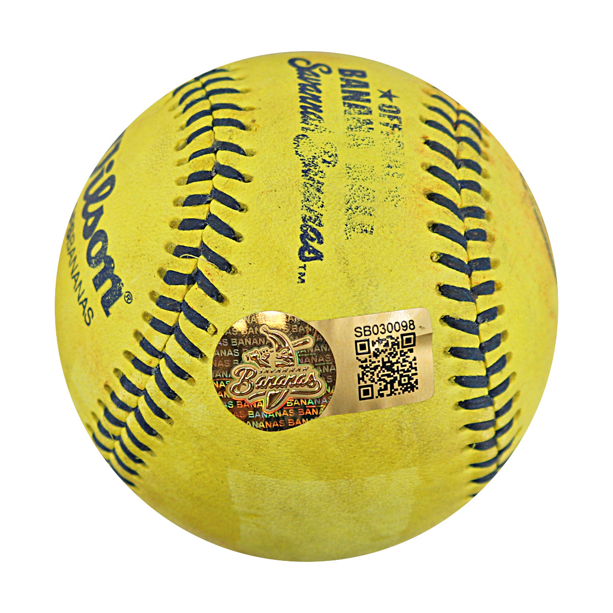 Dustin Baber Party Animals Autographed and Inscribed Game Used Banana Ball from 3/15/25 at Tampa - Bottom 7 Trick Play