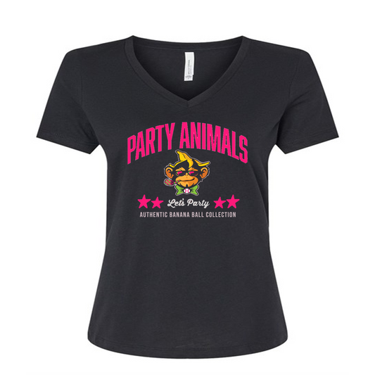 WOMENS Party Animals Bash V-Neck Tee - Black