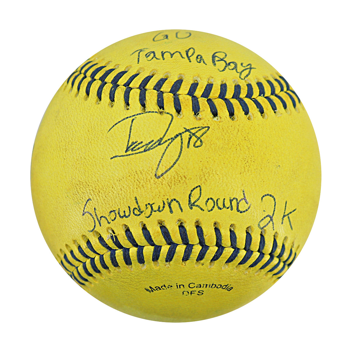 Danny Hosley Savannah Bananas Autographed and Inscribed Game Used Banana Ball from 3/15/25 at Tampa - Showdown Round 2 K
