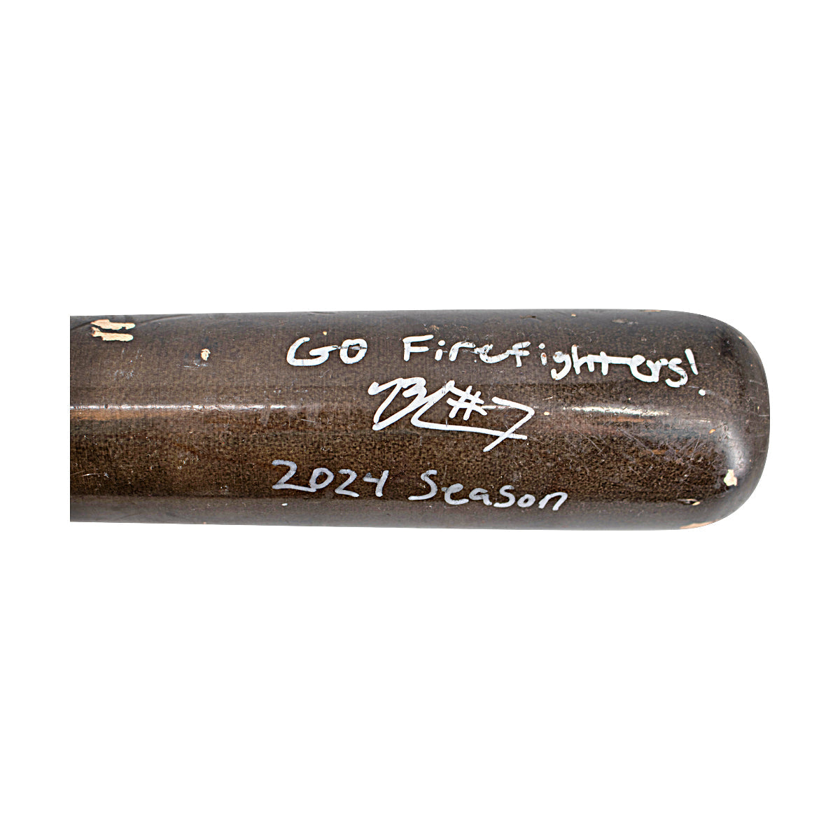 Blaine McIntosh Autographed and Inscribed 2024 Game Used Firefighters Bat