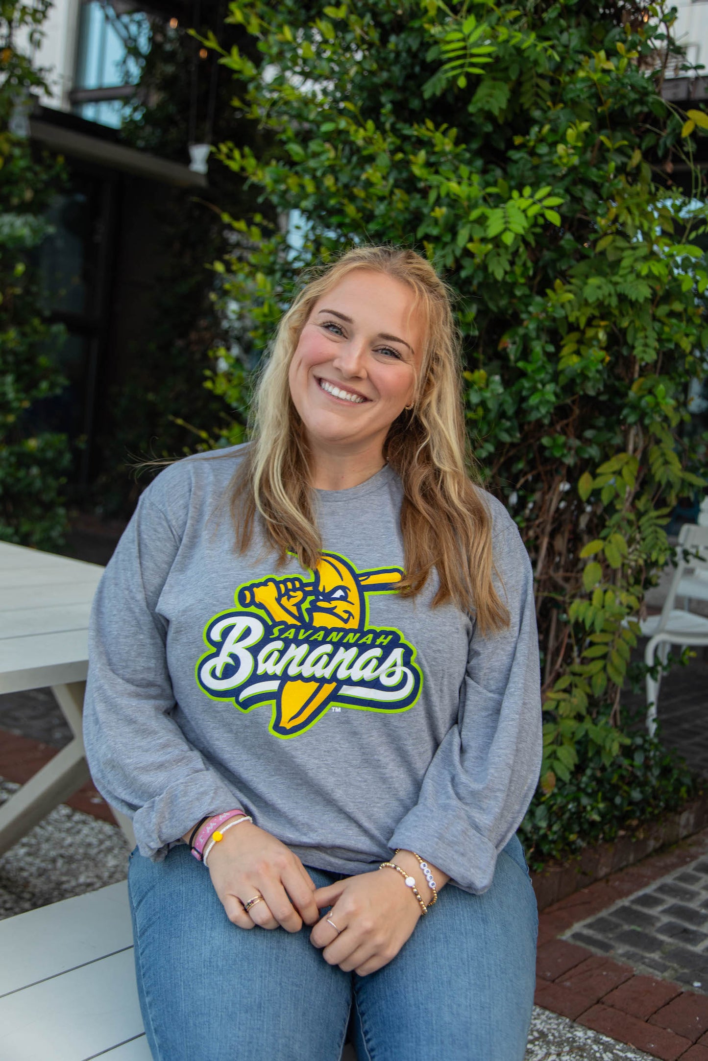 Bananas Long Sleeve Primary Logo Tee - Heather Gray