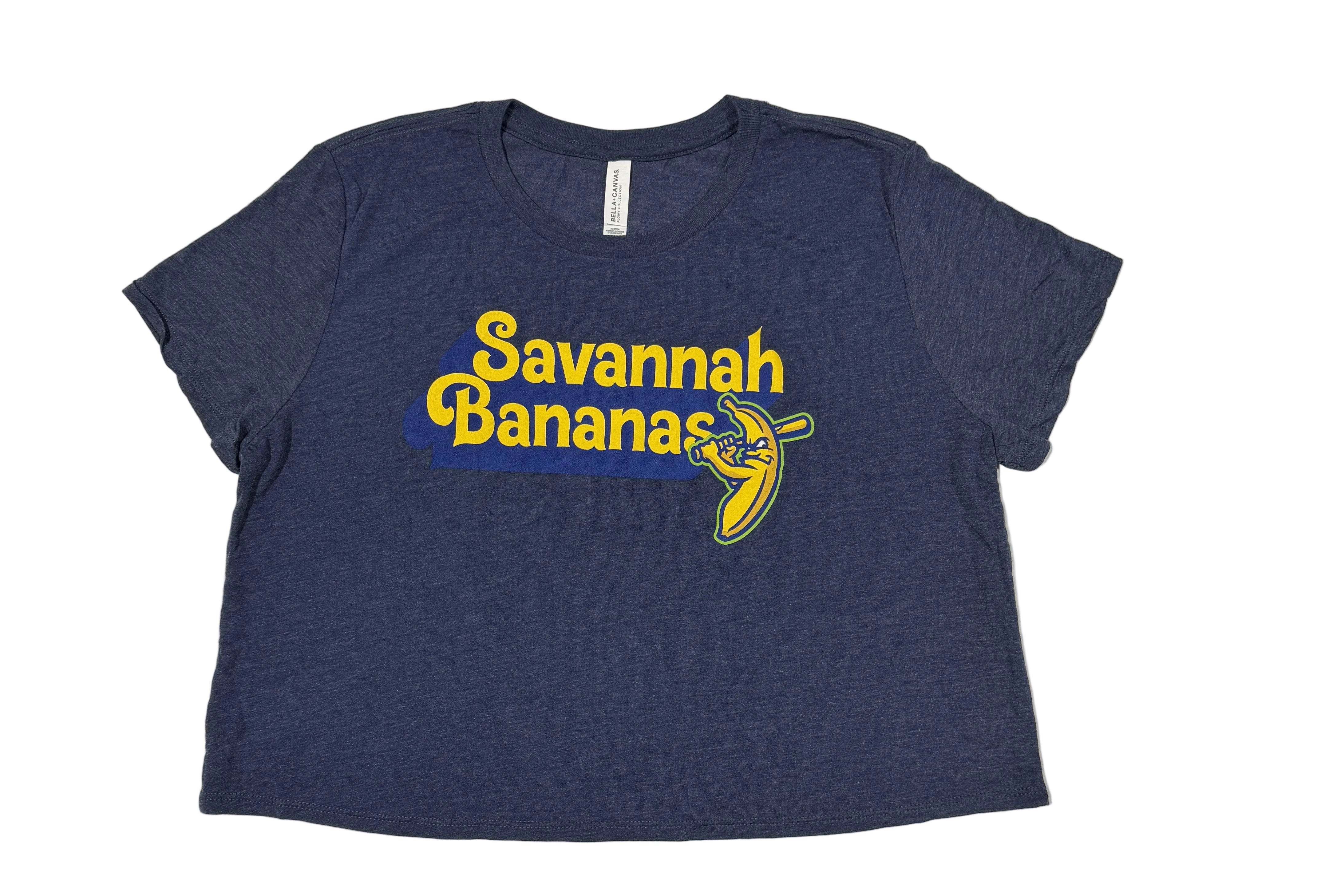 WOMEN'S Bananas Short Sleeve Crop Tee - Heathered Navy – Banana Ball