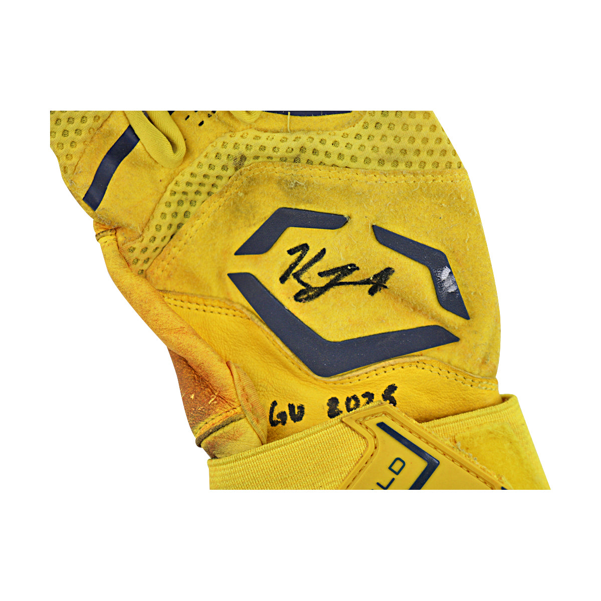 KJ Jackson Savannah Bananas Autographed Inscribed 'GU 2025' Game Worn Pair of Batting Gloves