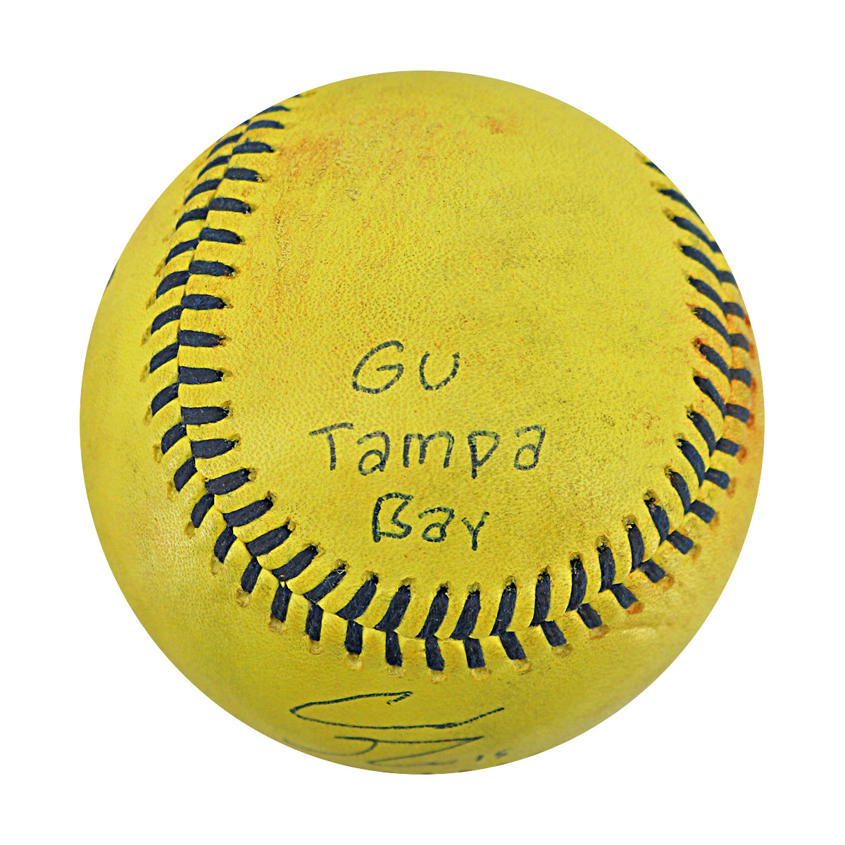 Robert Anthony Cruz Savannah Bananas Autographed and Inscribed Game Used Banana Ball from 3/15/25 at Tampa - Bottom 7 Foul Ball