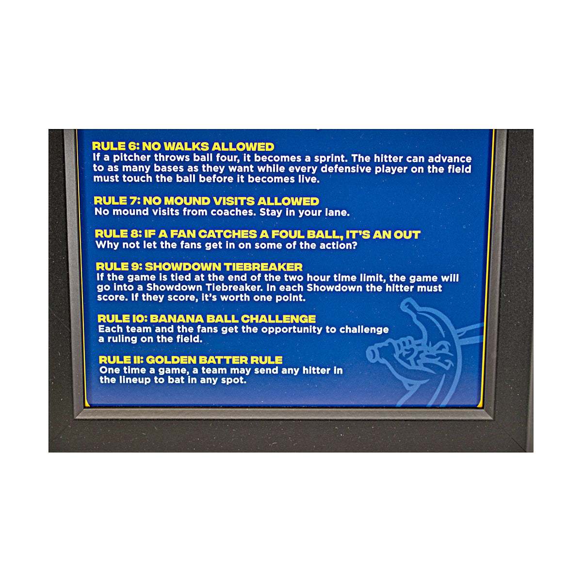 Savannah Bananas Framed Banana Ball Rules Sign - 13"x16"