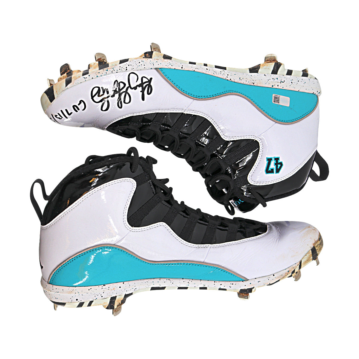 Gio Gonzalez "Former Washington National" Autographed Inscribed Game Worn Pair of Size 11 Nike Jordan Cleats from Savannah Bananas Game at Nationals Park 7/13/2024