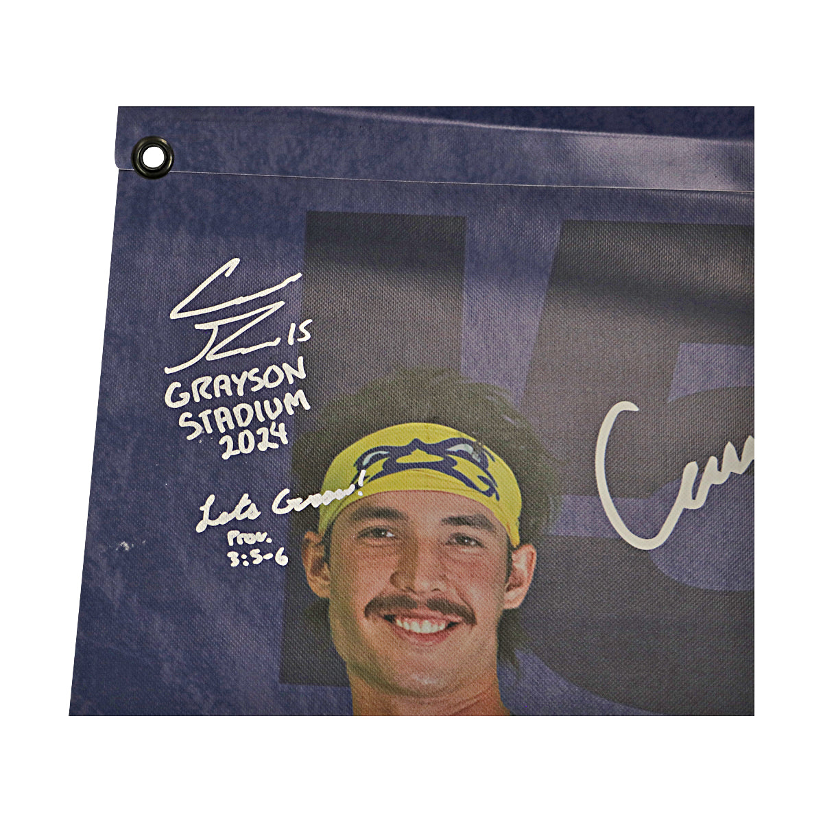 Robert Anthony Cruz 'RAC' Autographed Inscribed Savannah Bananas 2024 Grayson Stadium 24"x35" Vinyl Banner