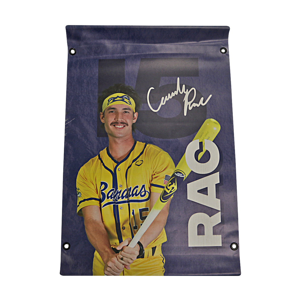 Robert Anthony Cruz 'RAC' Autographed Inscribed Savannah Bananas 2024 Grayson Stadium 24"x35" Vinyl Banner