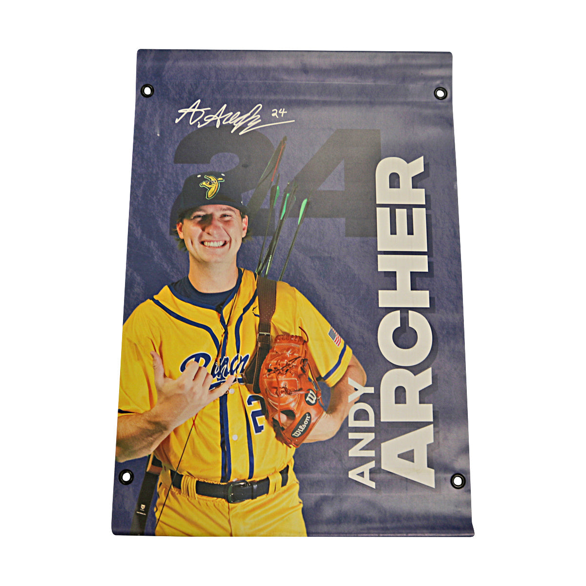 Andy Archer Autographed Inscribed Savannah Bananas 2024 Grayson Stadium 24"x35" Vinyl Banner