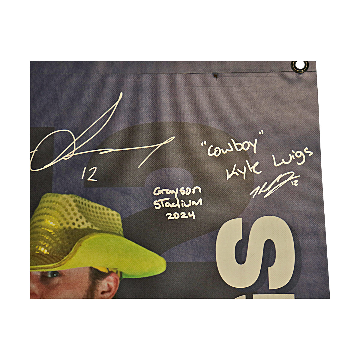 Kyle Luigs Autographed Inscribed Savannah Bananas 2024 Grayson Stadium 24"x35" Vinyl Banner