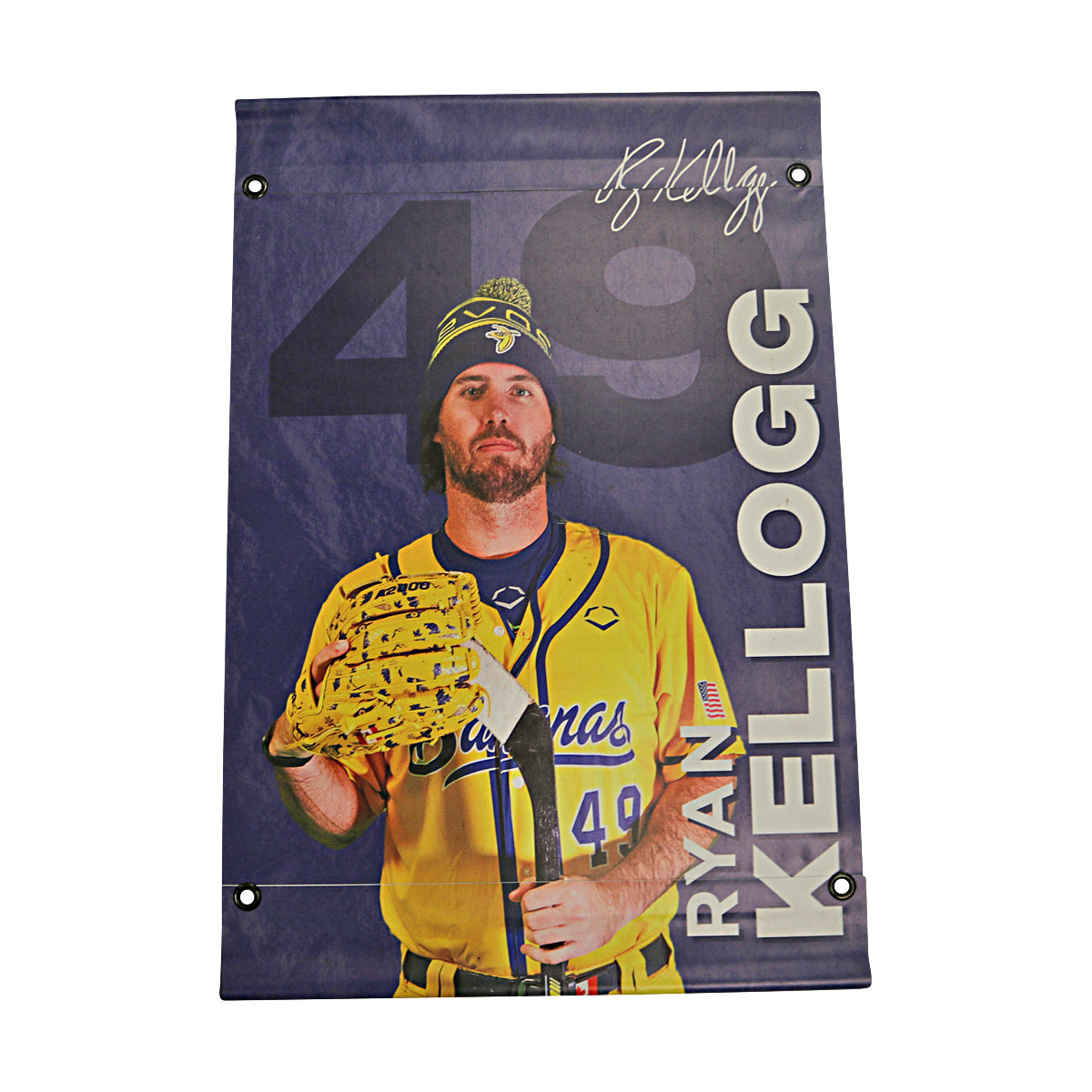 Ryan Kellogg Autographed Inscribed Savannah Bananas 2024 Grayson Stadium 24"x35" Vinyl Banner