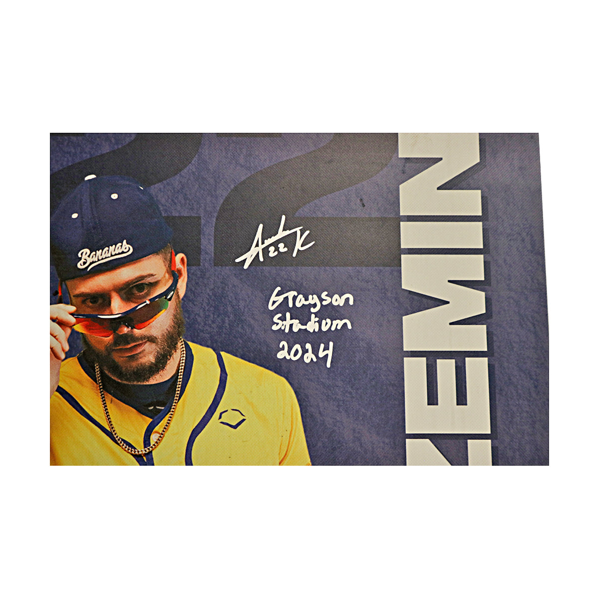 Austin Krzeminski Autographed Inscribed Savannah Bananas 2024 Grayson Stadium 24"x35" Vinyl Banner
