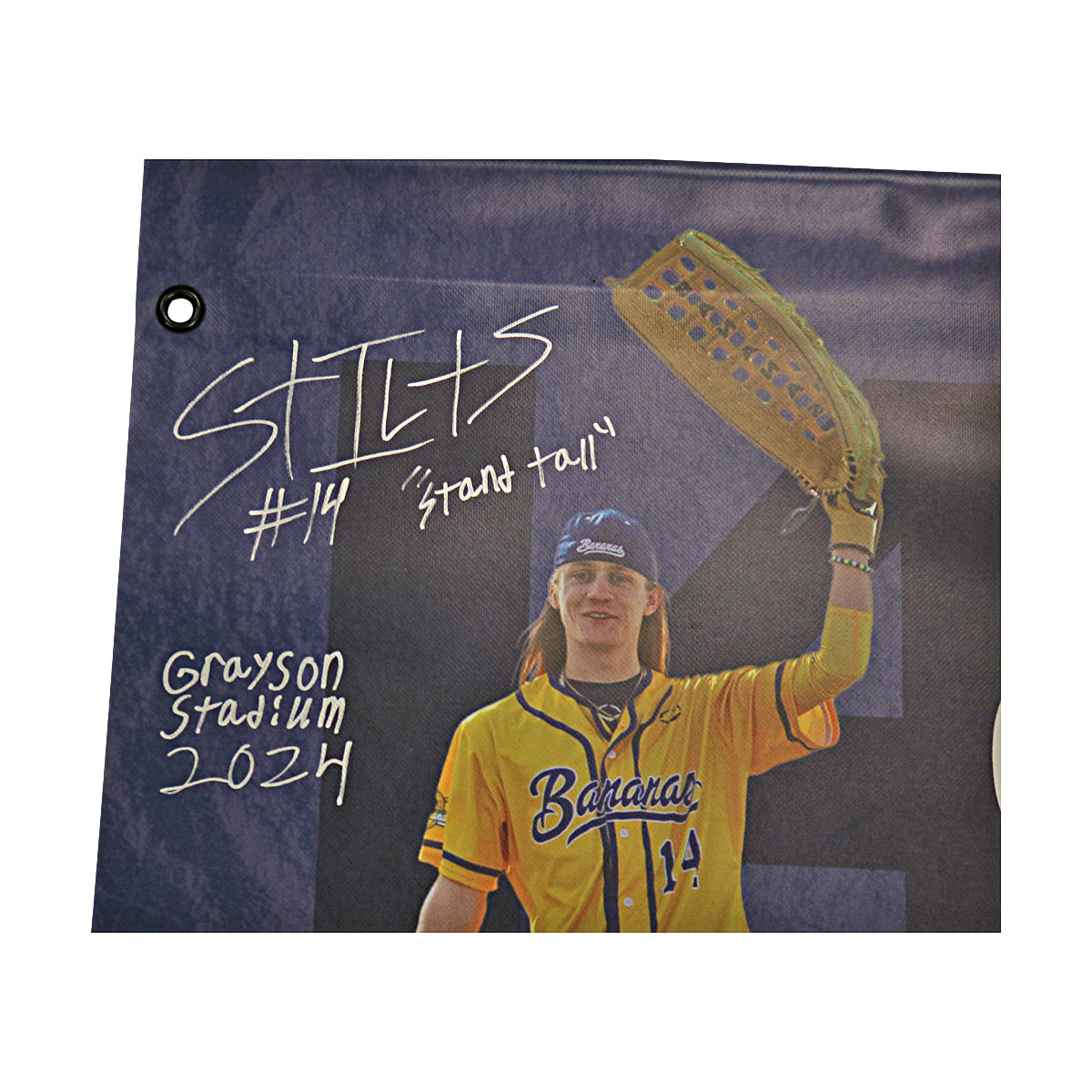 Stilts 'Dakota Albritton' Autographed Inscribed Savannah Bananas 2024 Grayson Stadium 24"x35" Vinyl Banner