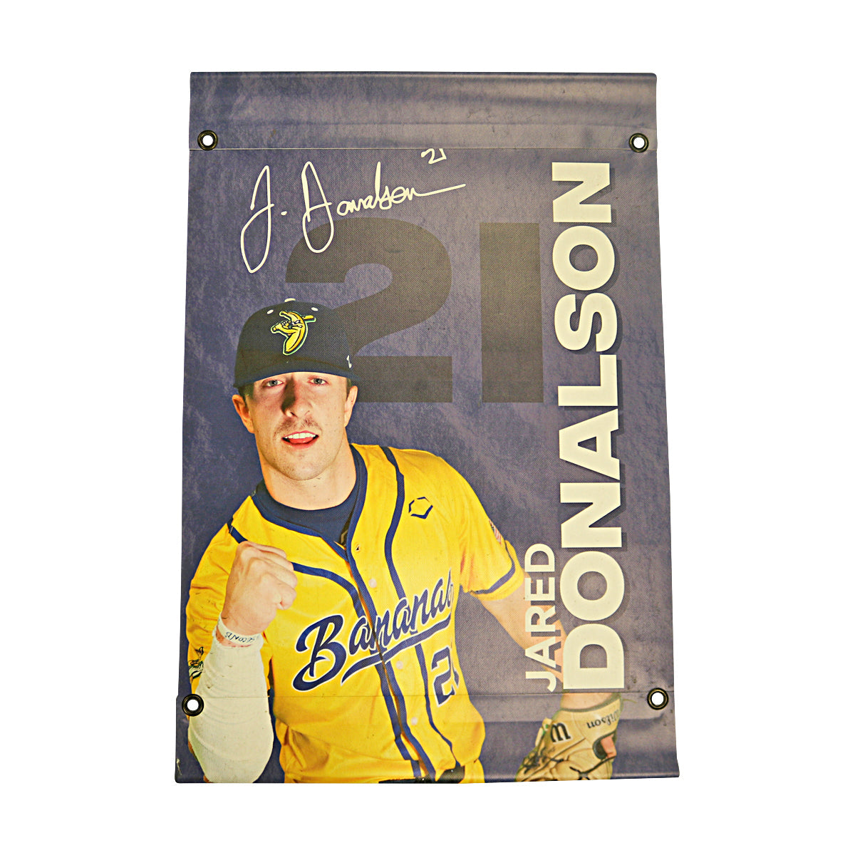 Jared Donalson Autographed Inscribed Savannah Bananas 2024 Grayson Stadium 24"x35" Vinyl Banner