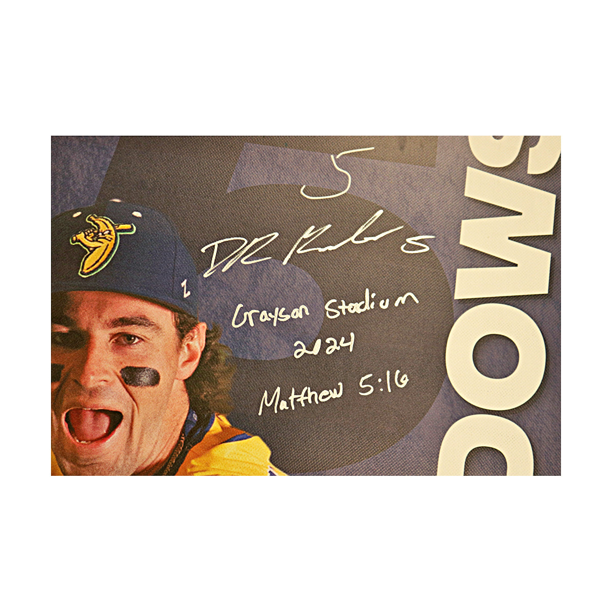David Meadows Autographed Inscribed Savannah Bananas 2024 GraysonStadium 24"x35" Vinyl Banner