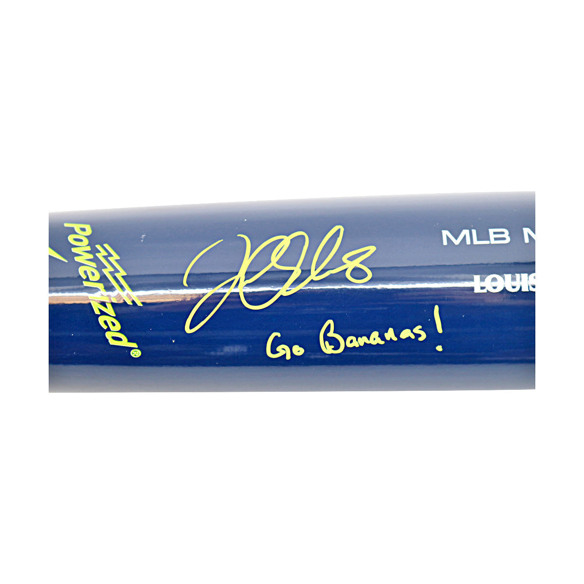 Jackson Olson Savannah Bananas Autographed Inscribed 'Go Bananas' LS CB35 Game Model 2025 Bat