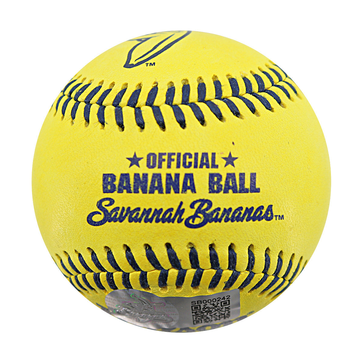 Jackson Olson Savannah Bananas Autographed Inscribed 'Go Bananas' Wilson Banana Ball