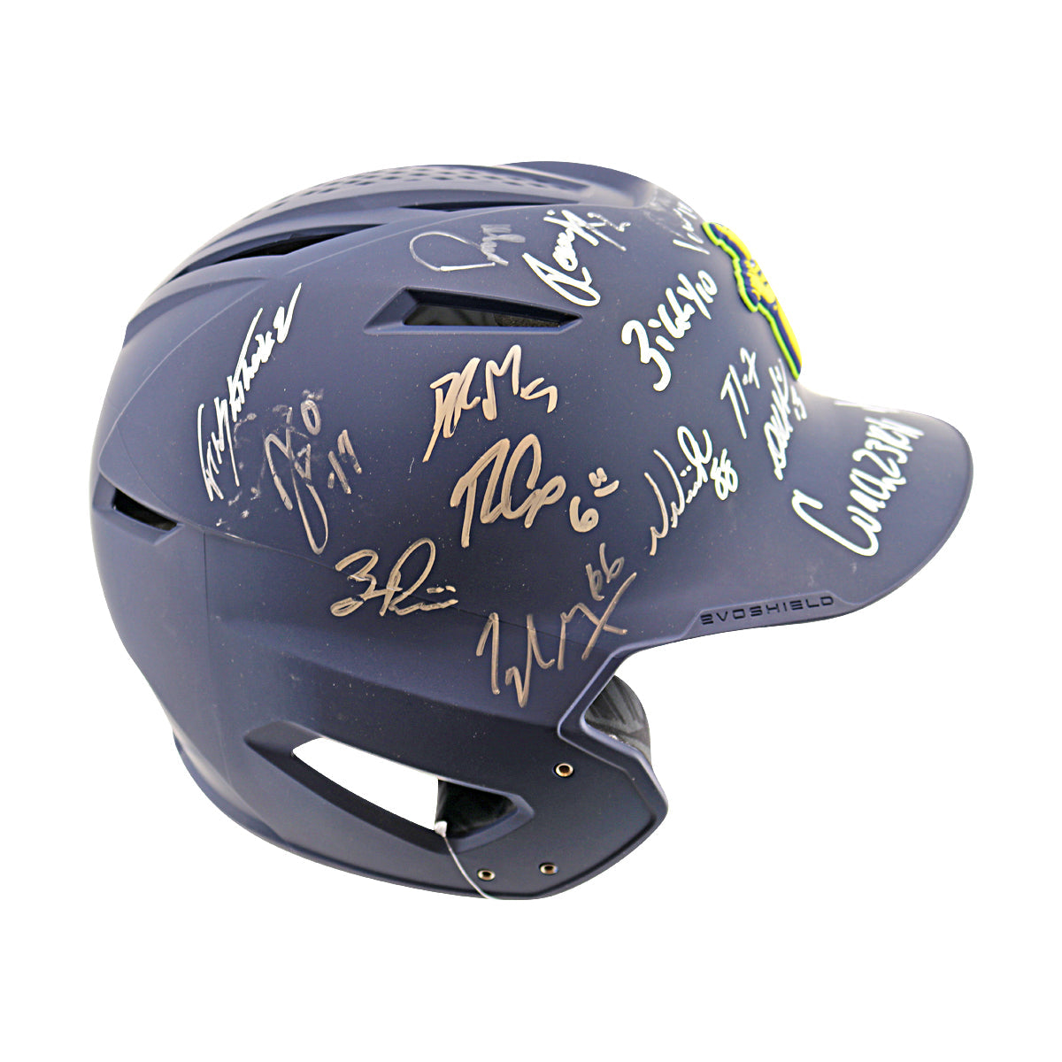 Savannah Bananas 2025 Team Autographed Game Model Navy Bananas Batting Helmet