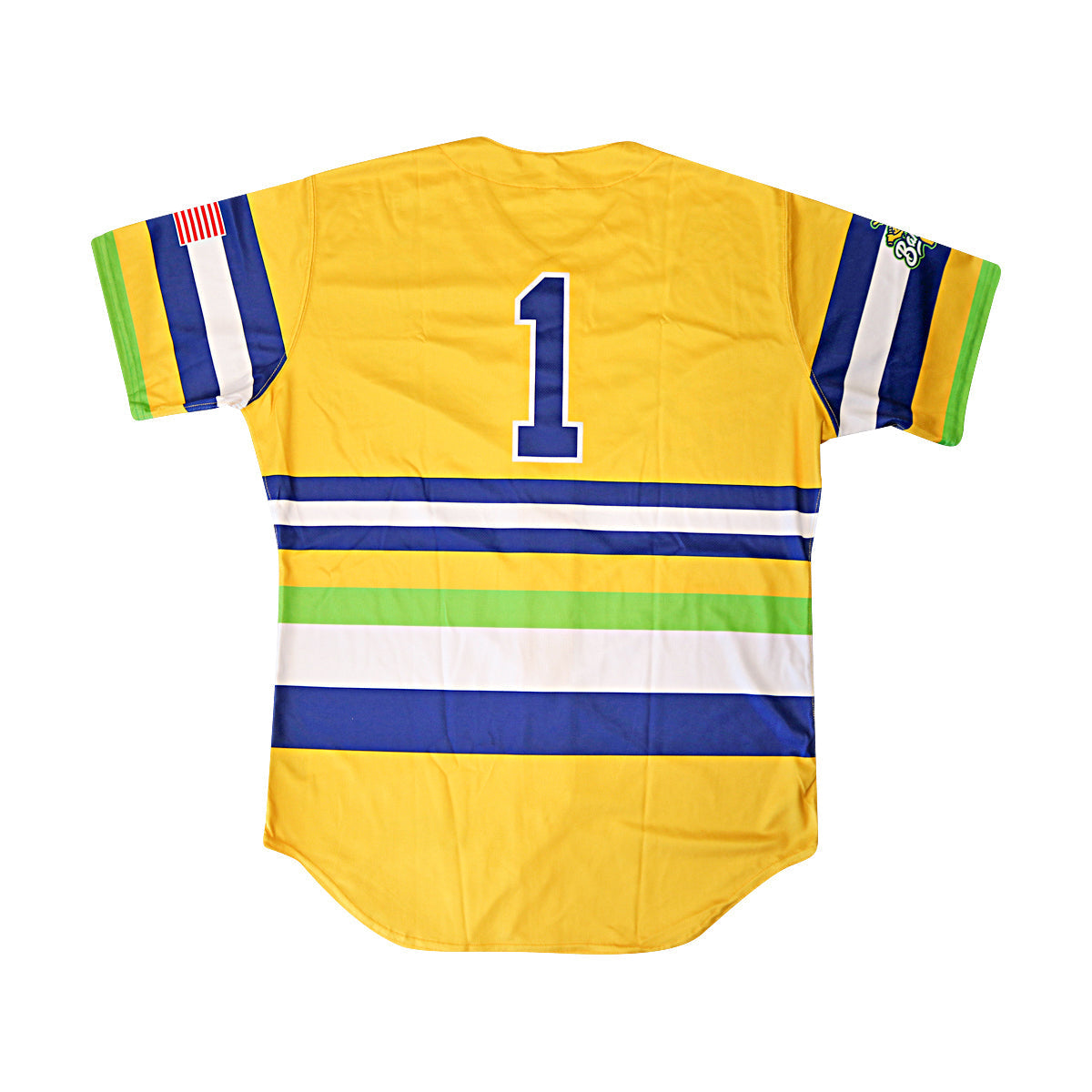 Savannah Bananas 2025 Team Autographed Game Model Bananas Multi Color Striped Yellow Evoshield Jersey