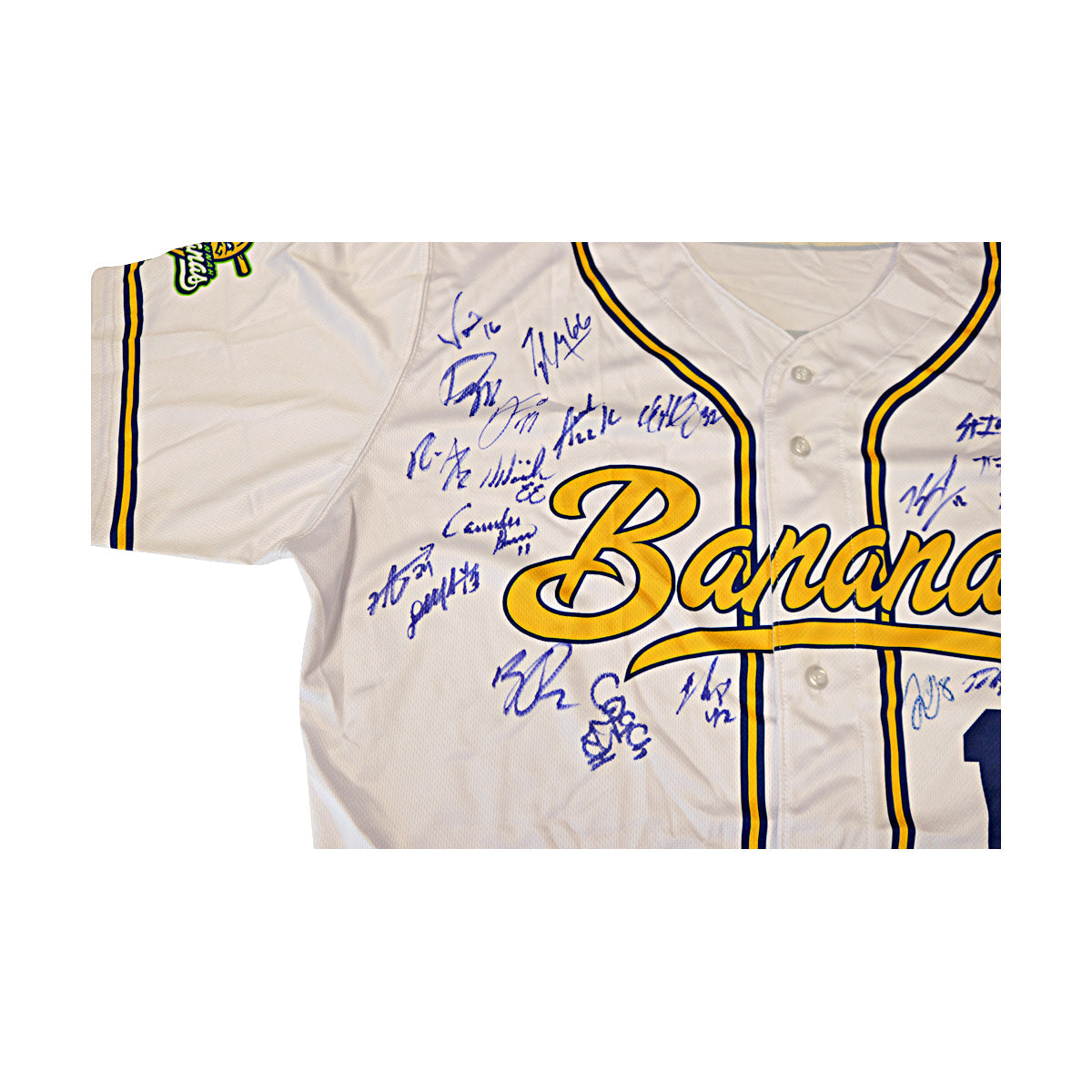 Savannah Bananas 2025 Team Autographed Game Model Bananas White Evoshield Jersey