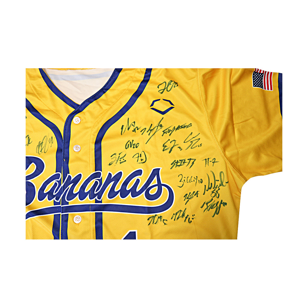 Savannah Bananas 2025 Team Autographed Game Model Bananas Yellow Evoshield Jersey