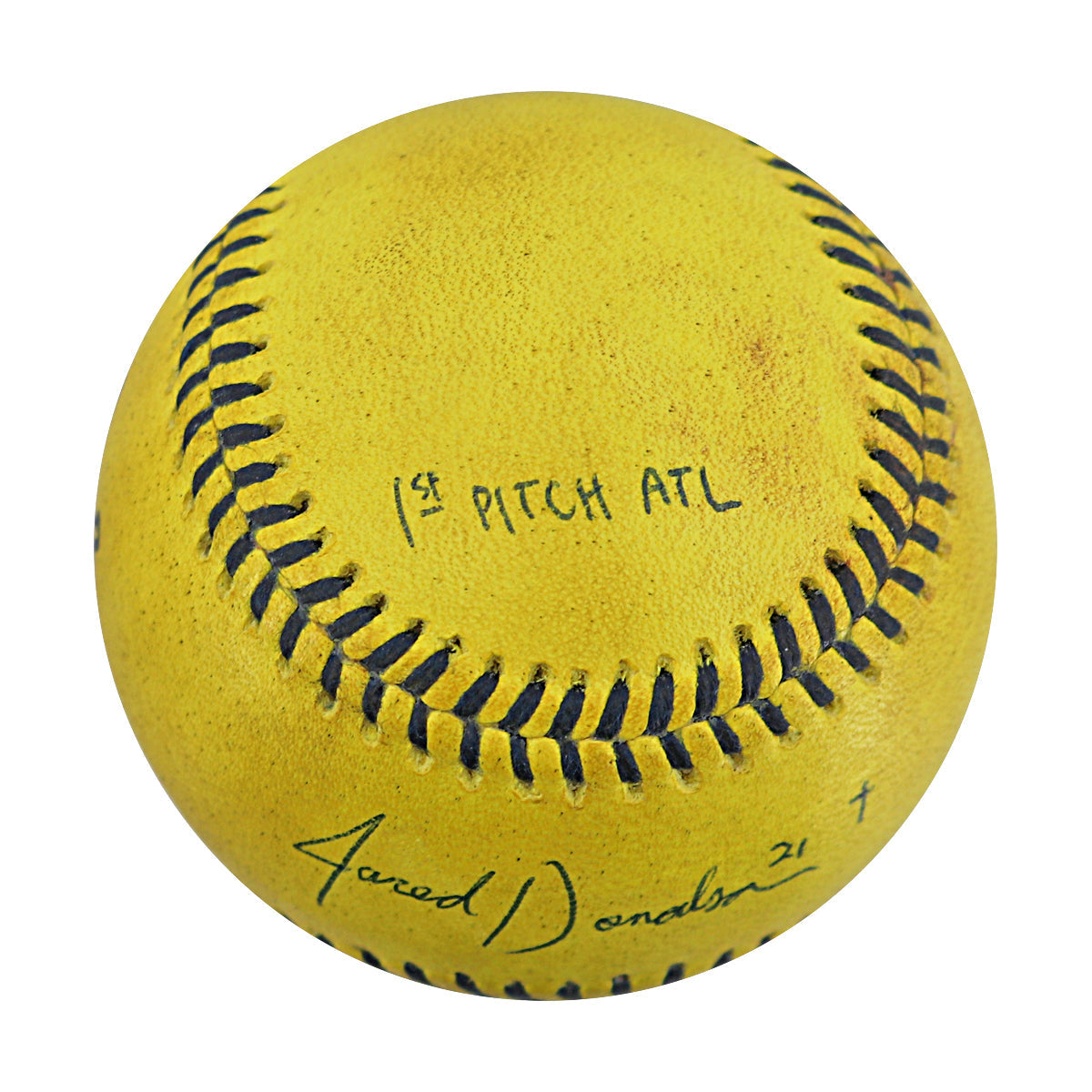 Jared Donalson Savannah Bananas Autographed and Inscribed Game Used Banana Ball from 3/29/25 at Atlanta - First Pitch of Game