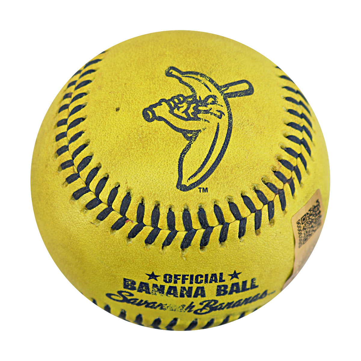Ryan Cox Savannah Bananas Autographed and Inscribed Game Used Banana Ball from 3/29/25 at Atlanta - Top 2 Trick Play