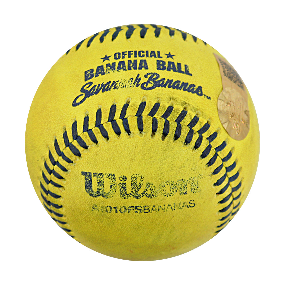 Ryan Cox Savannah Bananas Autographed and Inscribed Game Used Banana Ball from 3/29/25 at Atlanta - Top 2 Trick Play