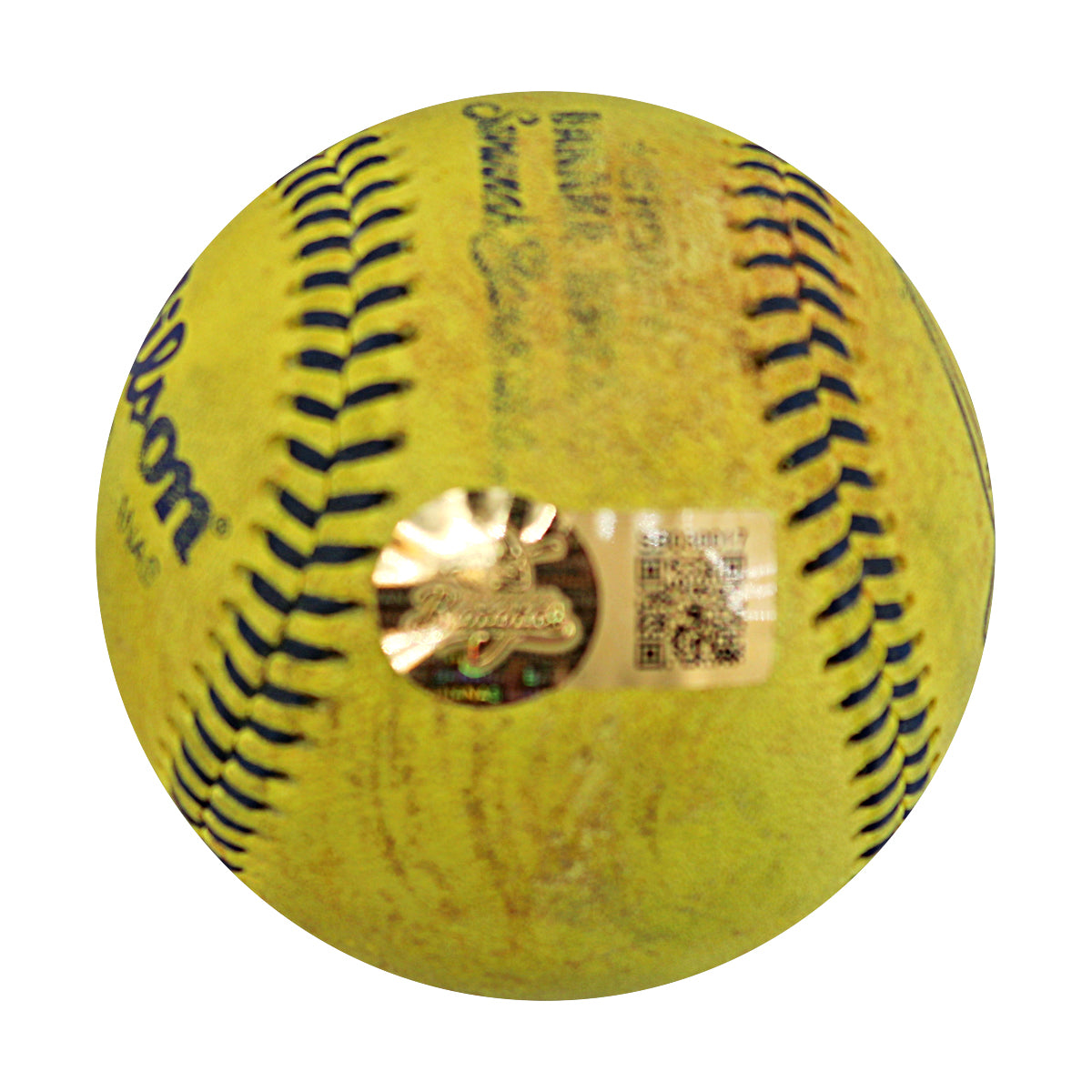 KJ Jackson Savannah Bananas Autographed and Inscribed Game Used Banana Ball from 3/29/25 at Atlanta - Top 7 Last Out Trick Play