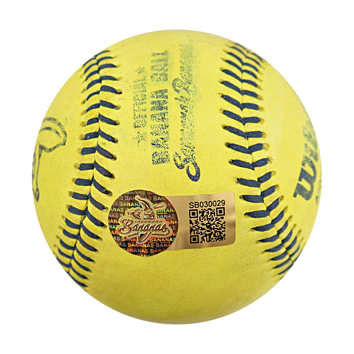 Ryan Cox Savannah Bananas Autographed Game Used Banana Ball from 3/30/25 at Atlanta - Top 1 Trick Play Ball