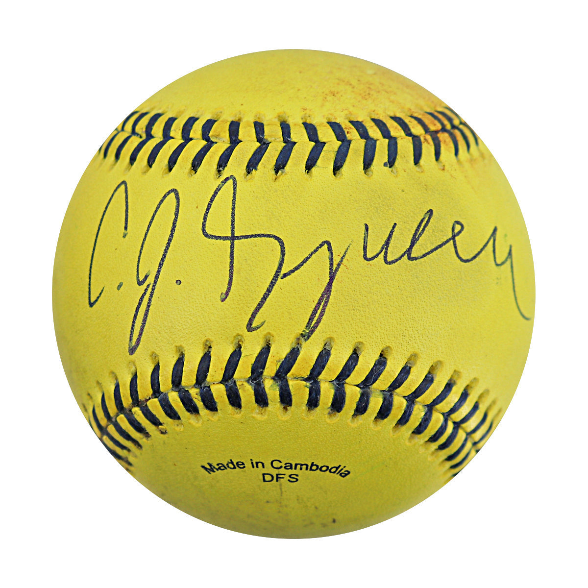 C.J. Spiller Savannah Bananas Autographed Game Used Banana Ball from 4/26/25 at Clemson