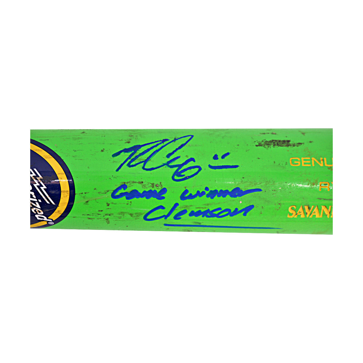 Ryan Cox Savannah Bananas Autographed Inscribed LS CB24 8th Inning Walk-Off Home Run Bat from Clemson 4/26/25