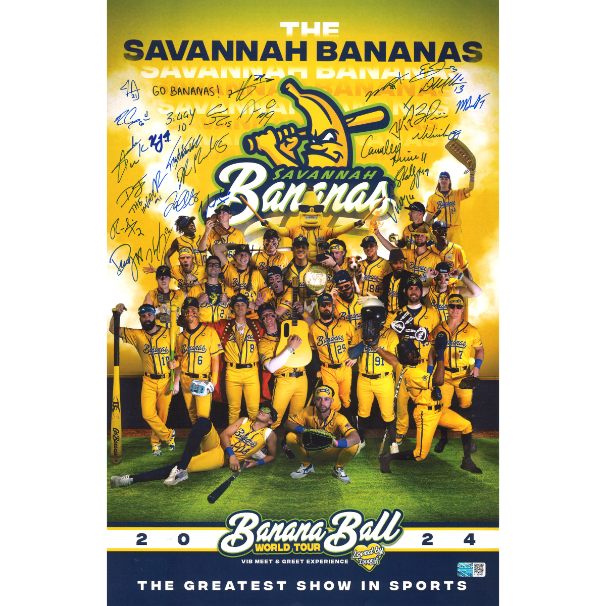 Savannah Bananas Team Signed 11x17 2024 World Tour Poster