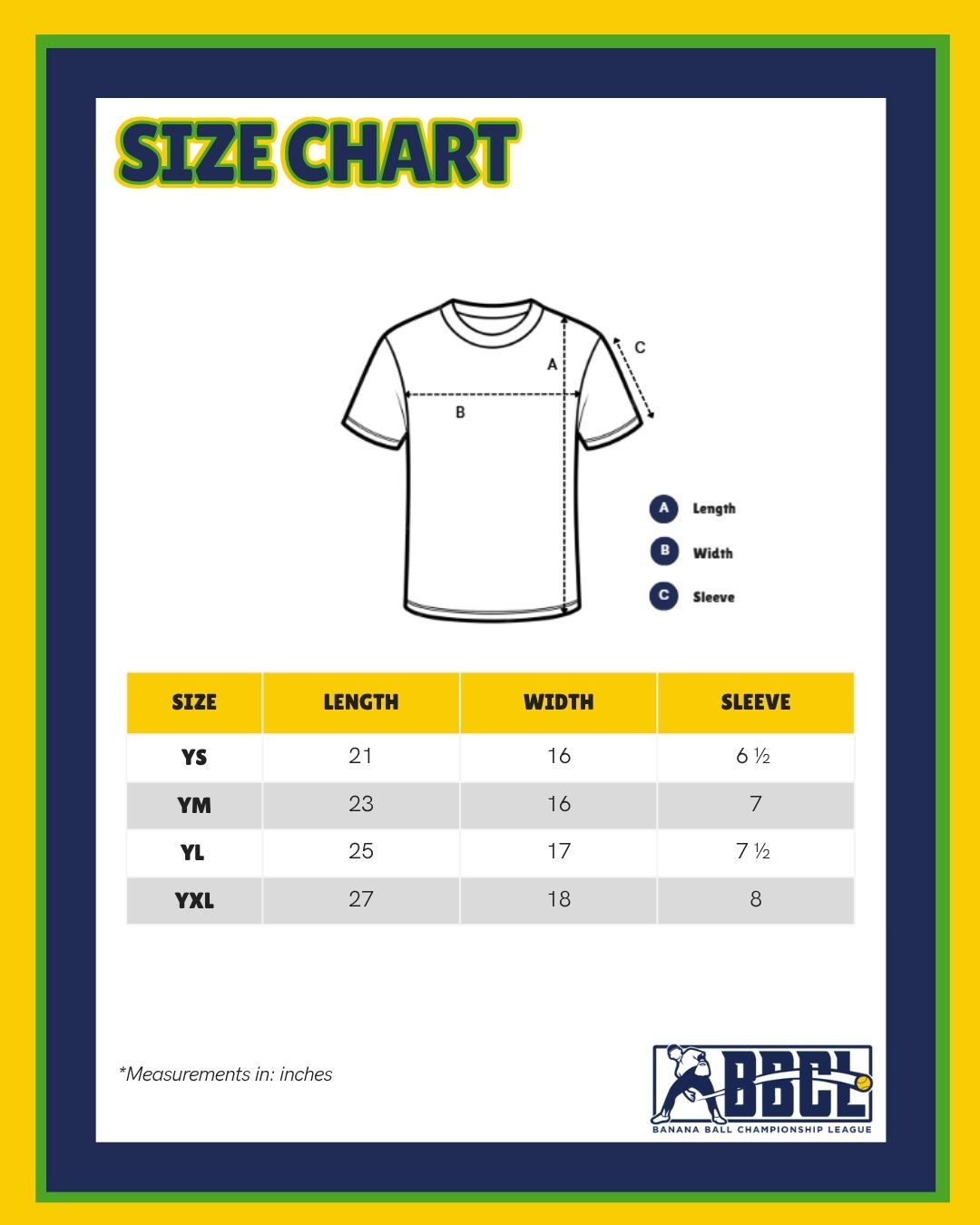 YOUTH Bananas Short Sleeve Primary Logo Tee - Yellow