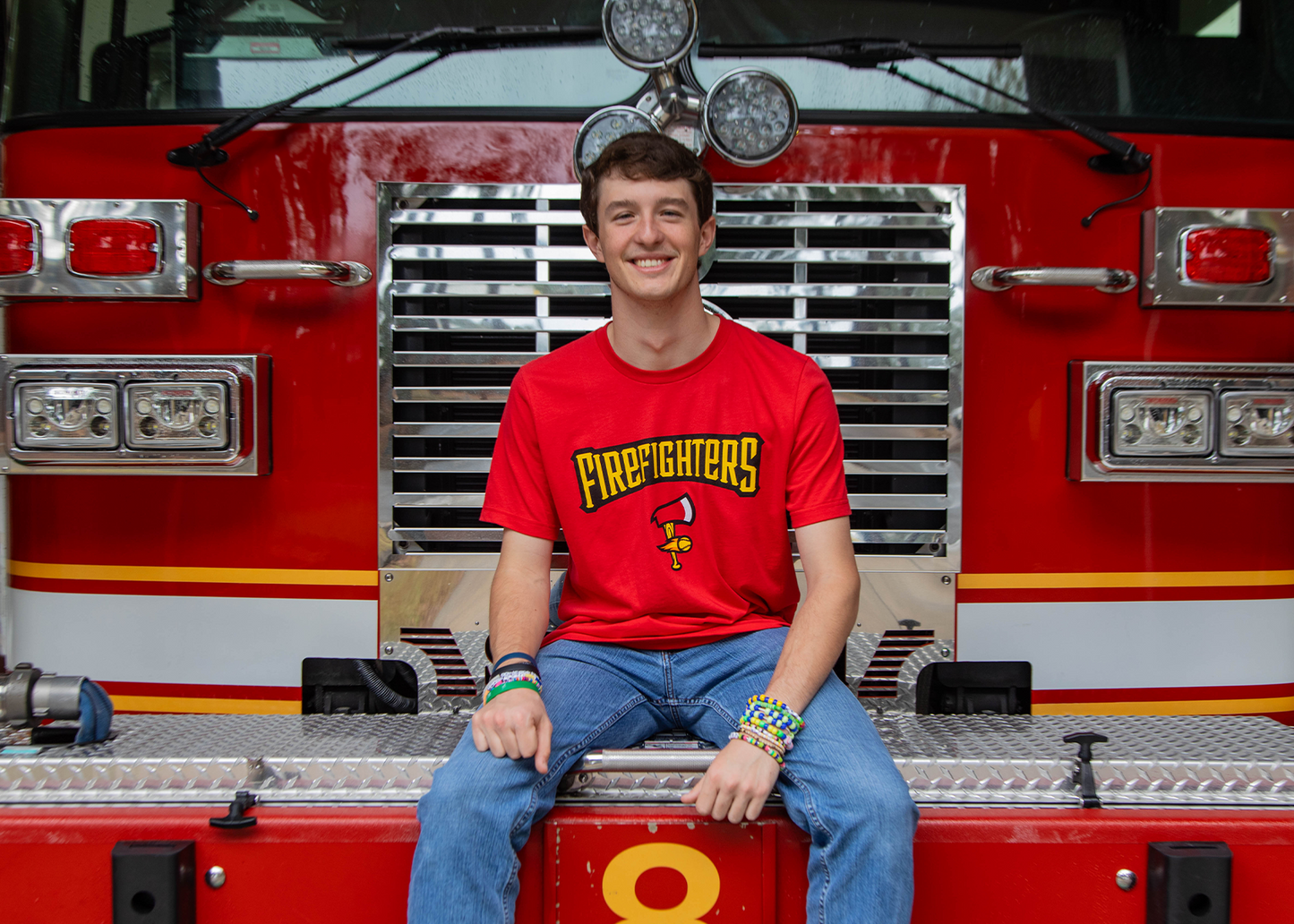 Firefighters Short Sleeve Wordmark Tee - Red