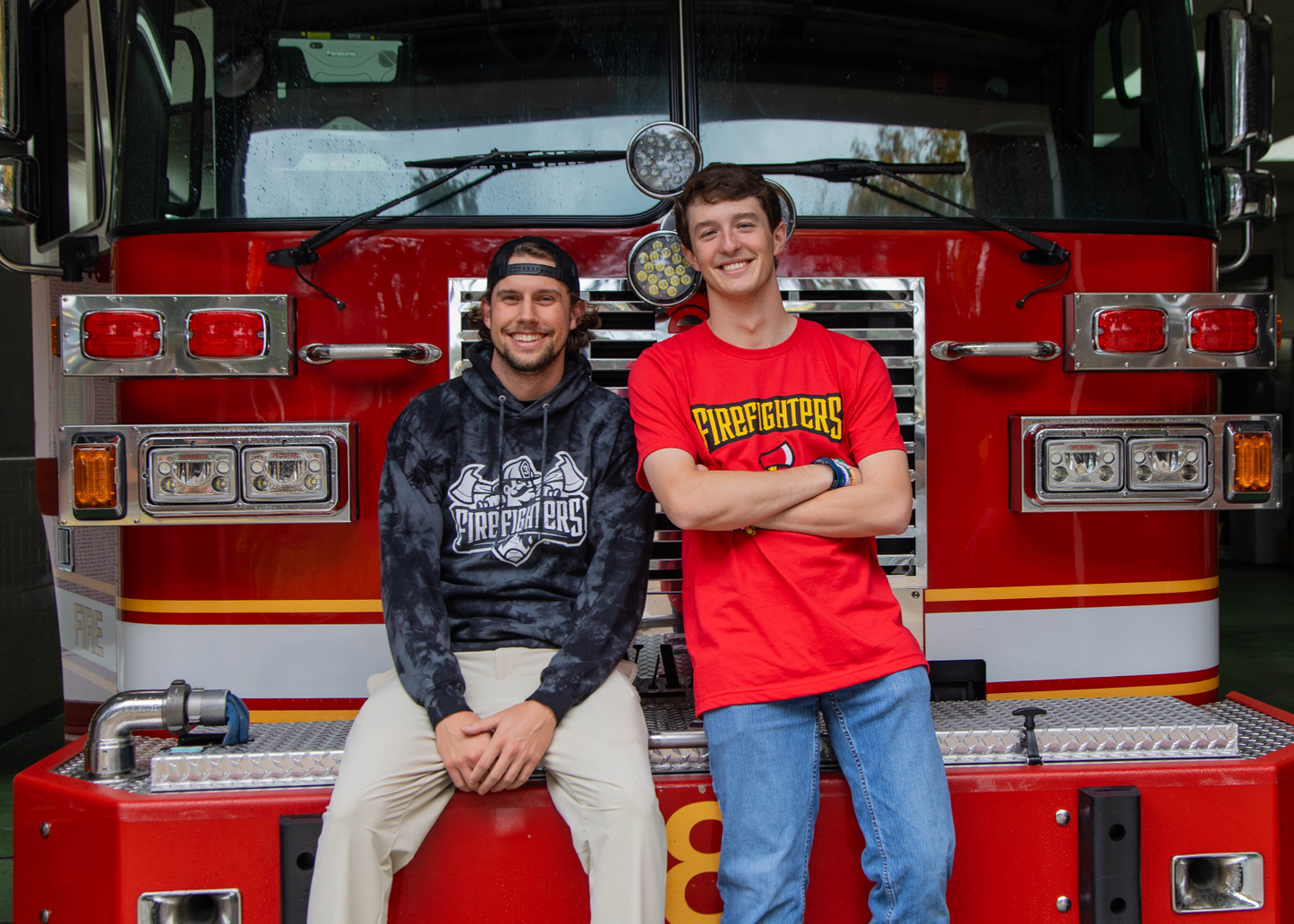 Firefighters Short Sleeve Wordmark Tee - Red