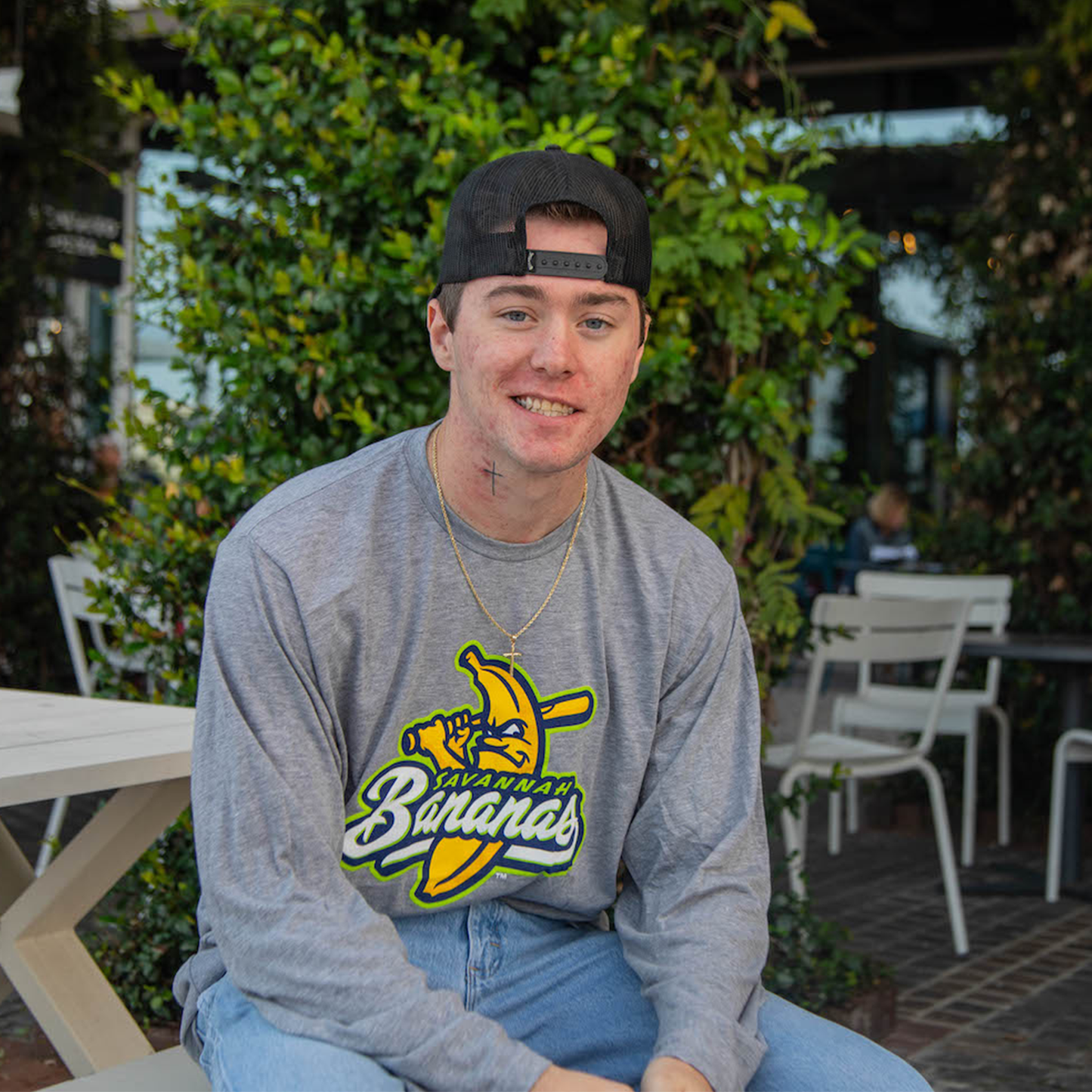 Bananas Long Sleeve Primary Logo Tee - Heather Gray