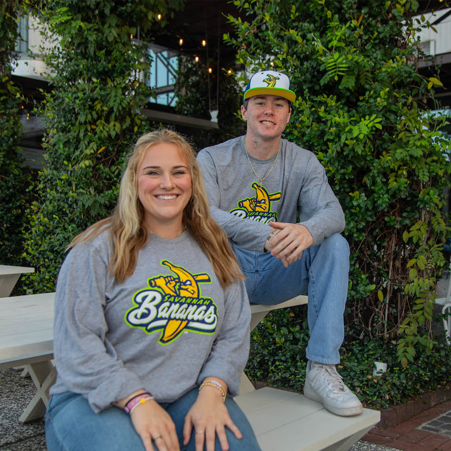 Bananas Long Sleeve Primary Logo Tee - Heather Gray