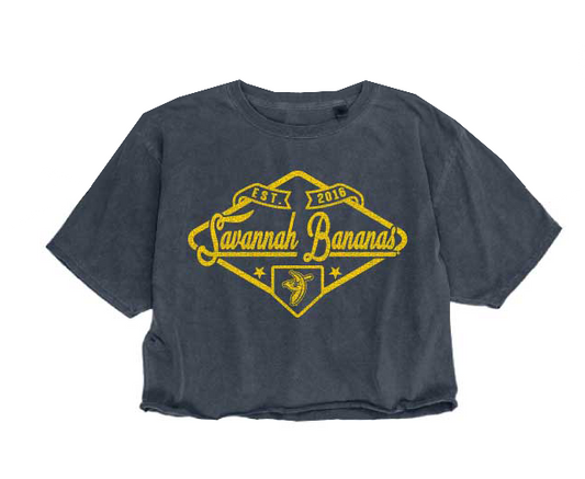 WOMENS Bananas Blue 84 Diamond Ringspun Crop - Navy