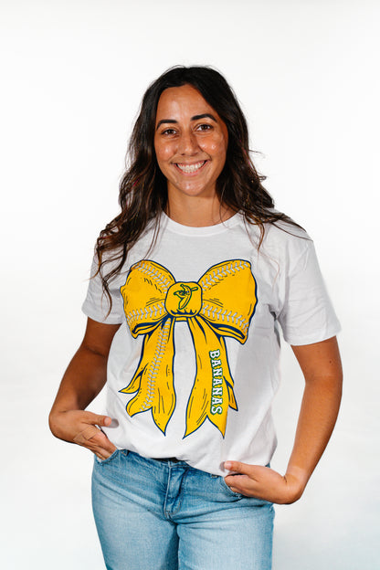 WOMEN'S Pressbox Bananas Bow HI-Lo Tee