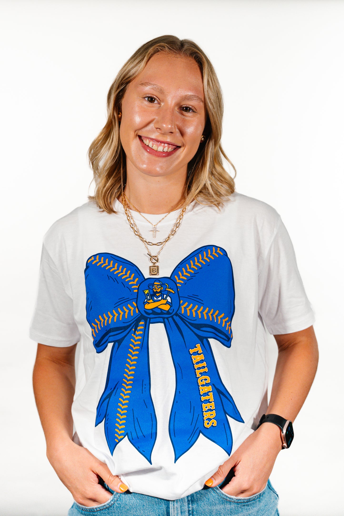 WOMEN'S Pressbox Tailgaters Bow HI-Lo Tee