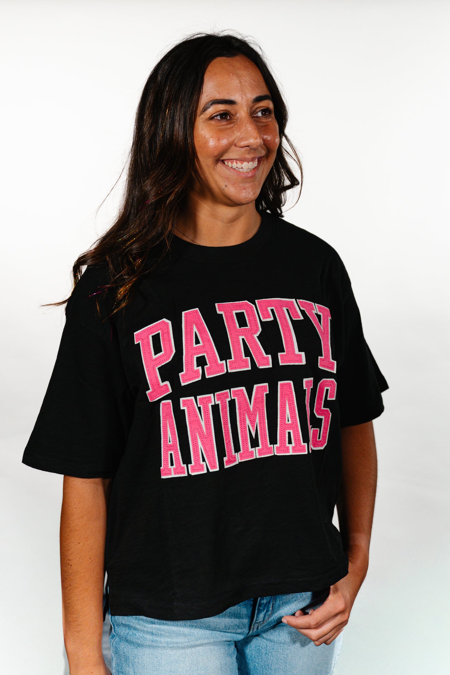 WOMEN'S Party Animals Banner Elk Motley Mid Rise Tee