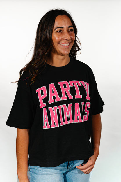 WOMEN'S Party Animals Banner Elk Motley Mid Rise Tee