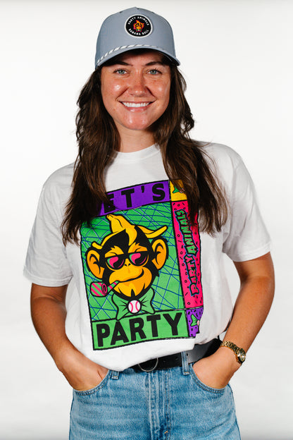 Party Animals Blue84 Bedrock Ringspun T-Shirt - White