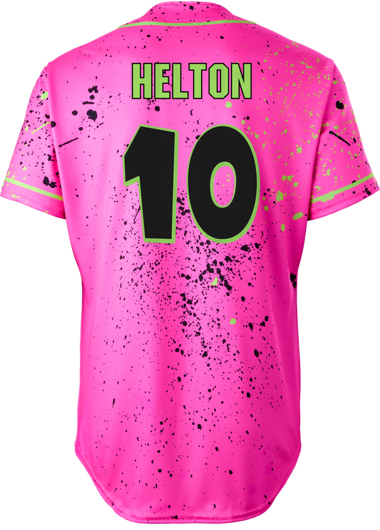 Party Animals Bret Helton #10 Evoshield Jersey - Pink Splatter Paint