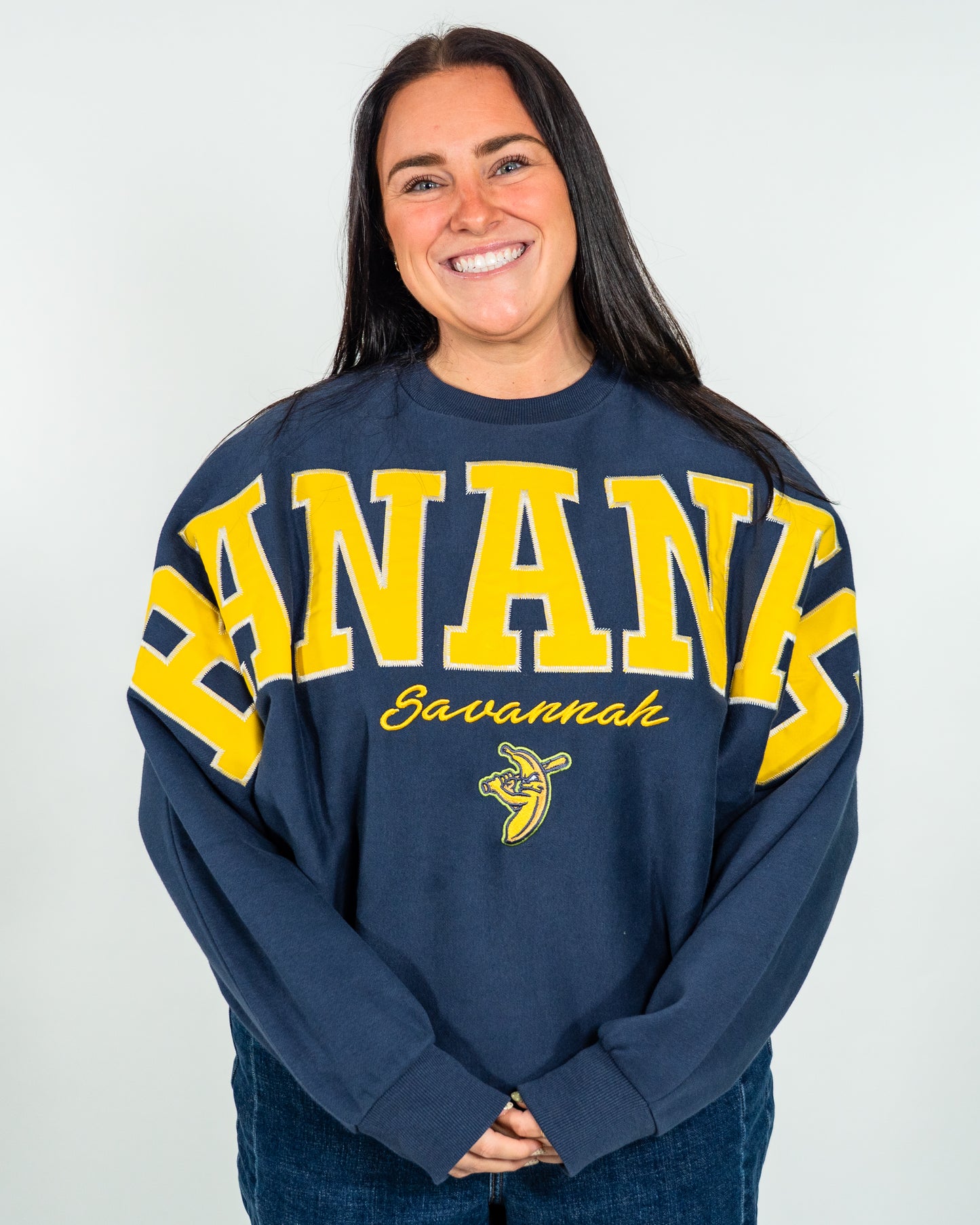WOMEN's Bananas Flannigan Oversized Crew - Navy