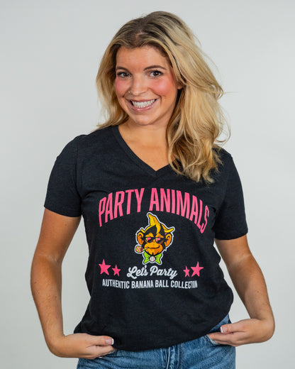 WOMENS Party Animals Bash V-Neck Tee - Black