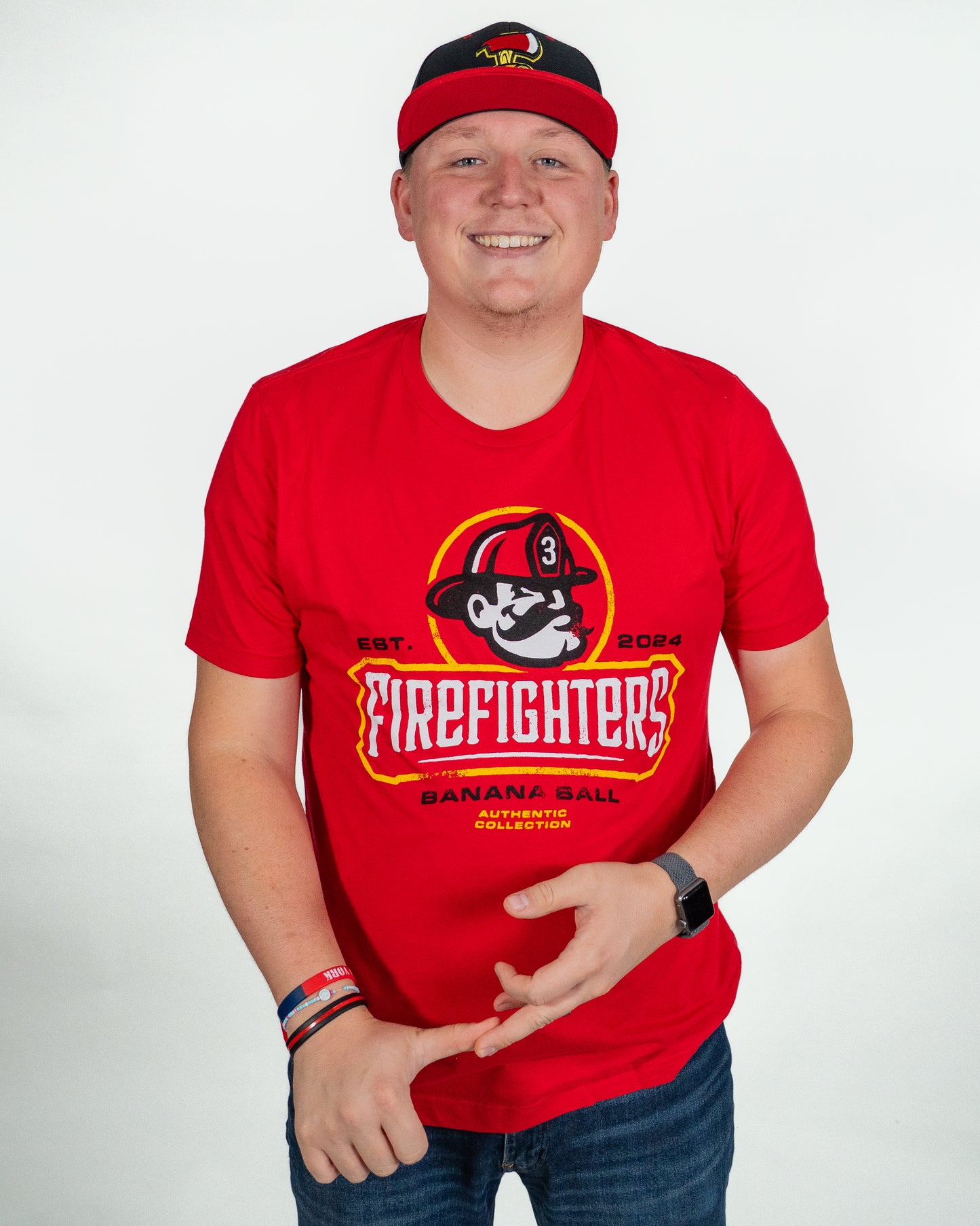 Firefighters Fighter Head Short Sleeve Tee - Red