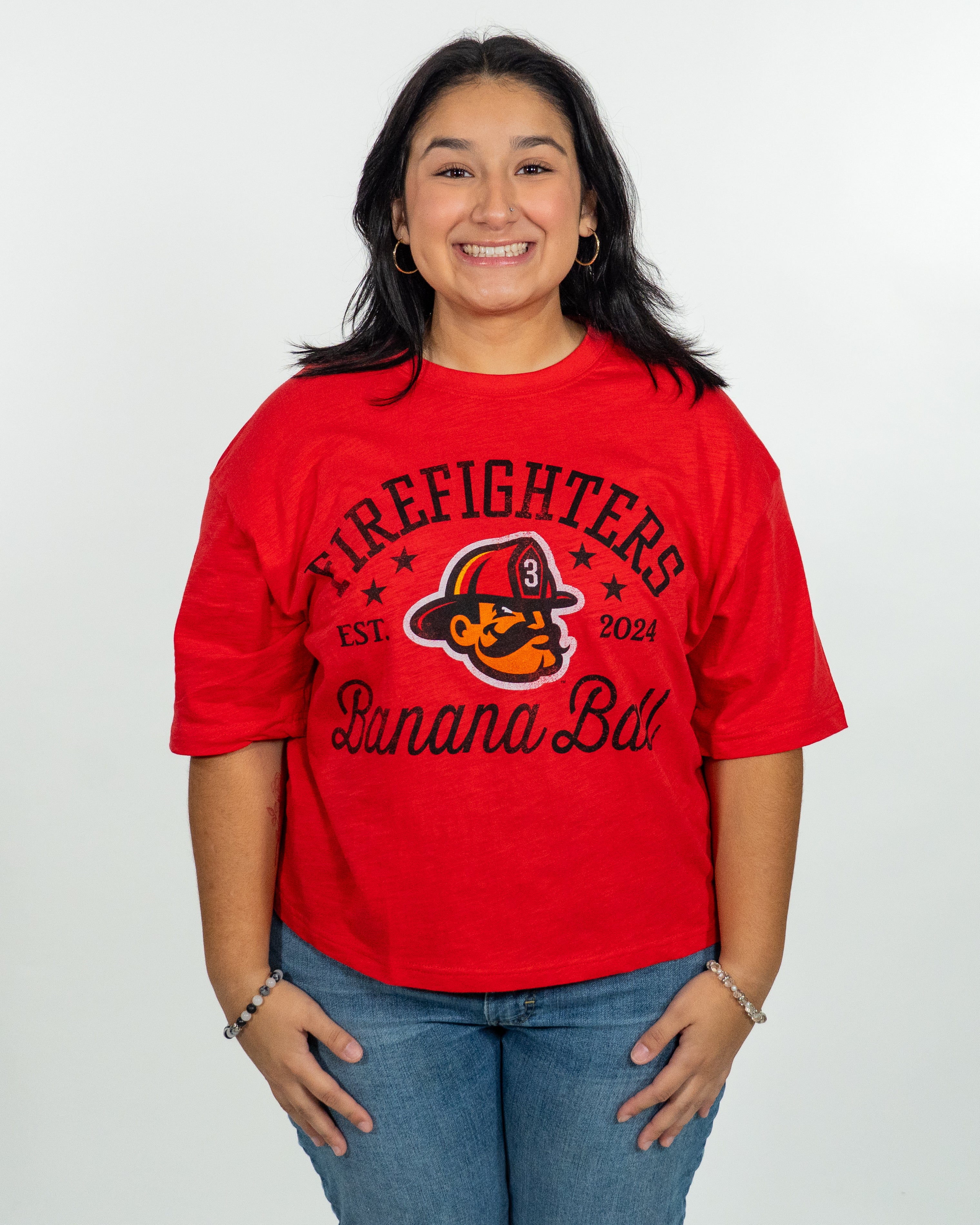 WOMEN'S Firefighters Jade Motley Mid Rise Tee – Banana Ball