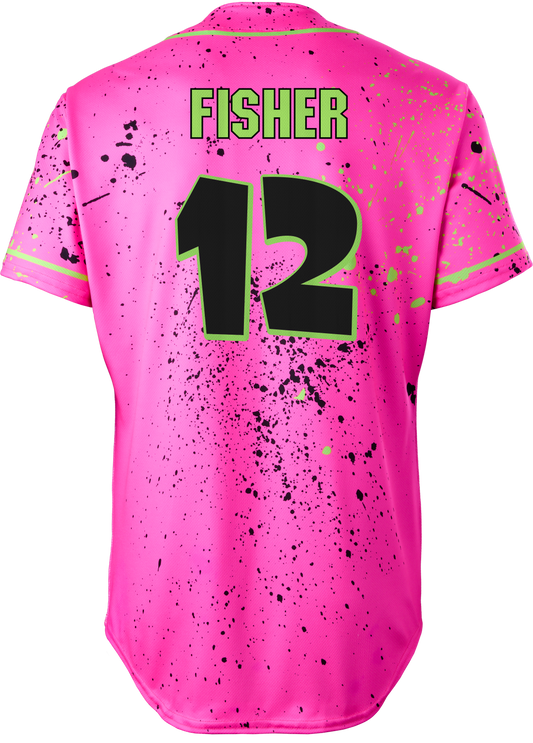 Party Animals Noah Fisher #12 Evoshield Jersey - Pink Splatter Paint